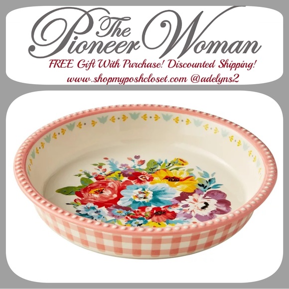 The Pioneer Woman Other - 🌺🛍️ New Pioneer Woman Pink Gingham Sweet Romance Blossoms 9" Pie Pan
